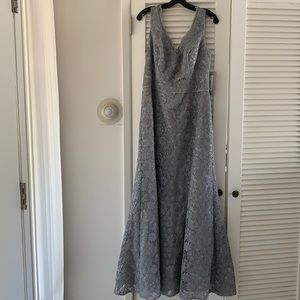 Gray lace evening gown
